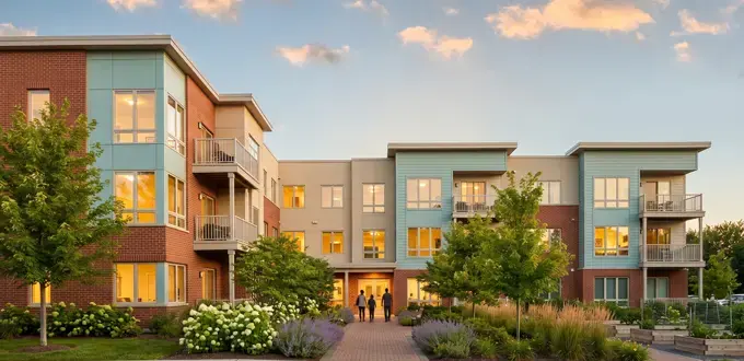 Affordable apartment building exterior